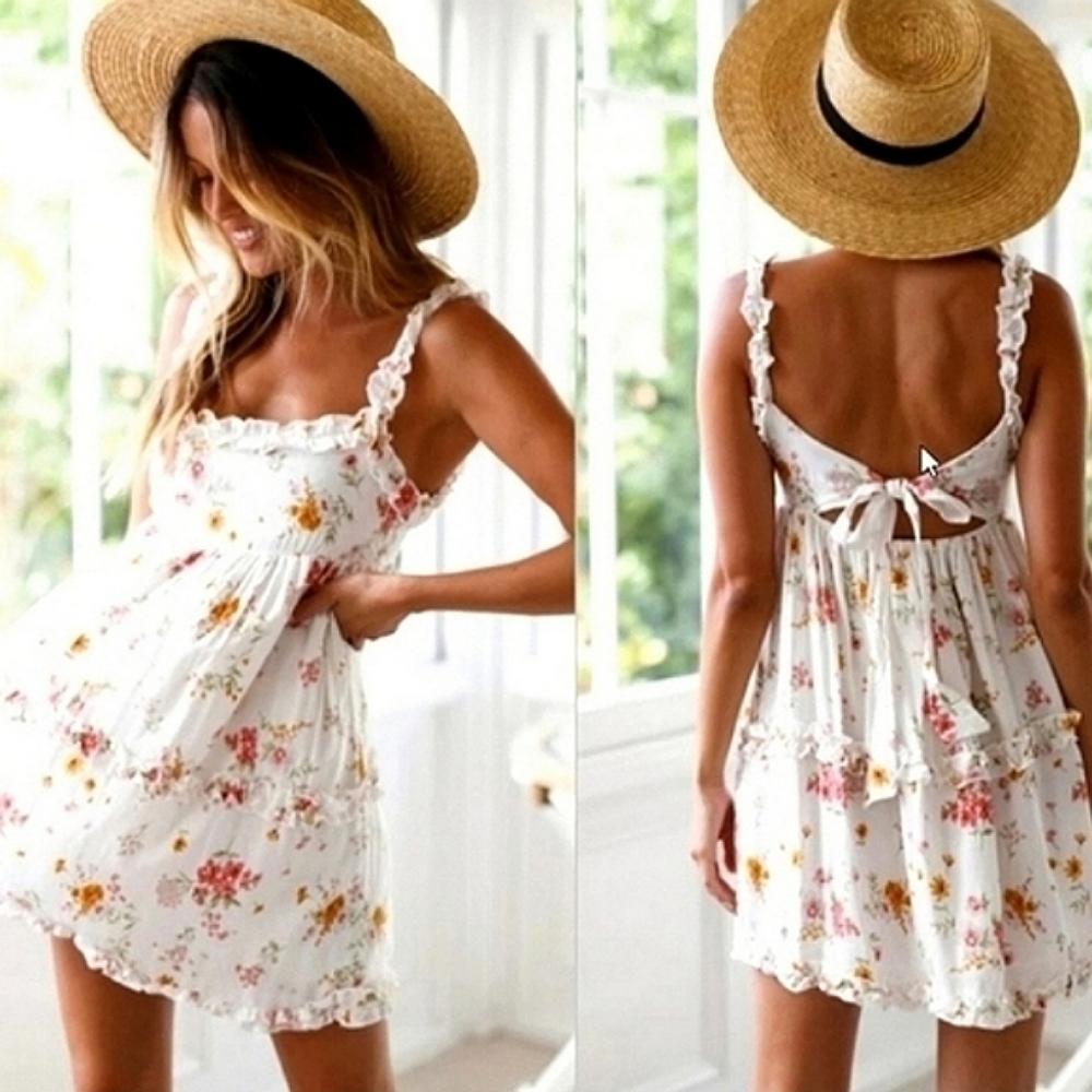Plus Size ELLIE Boho Floral Dress With Ruffles